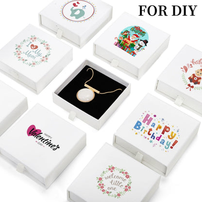 WRINGKIT 24 Pack White Cardboard Jewelry Gift Boxes Bulk, Square Jewelry Gift Boxes 3.5x3.5x1.2 Inch, Jewelries Packing Box with Lids Foam Cushion for Necklace Earring Bracelet Ring Display Storage