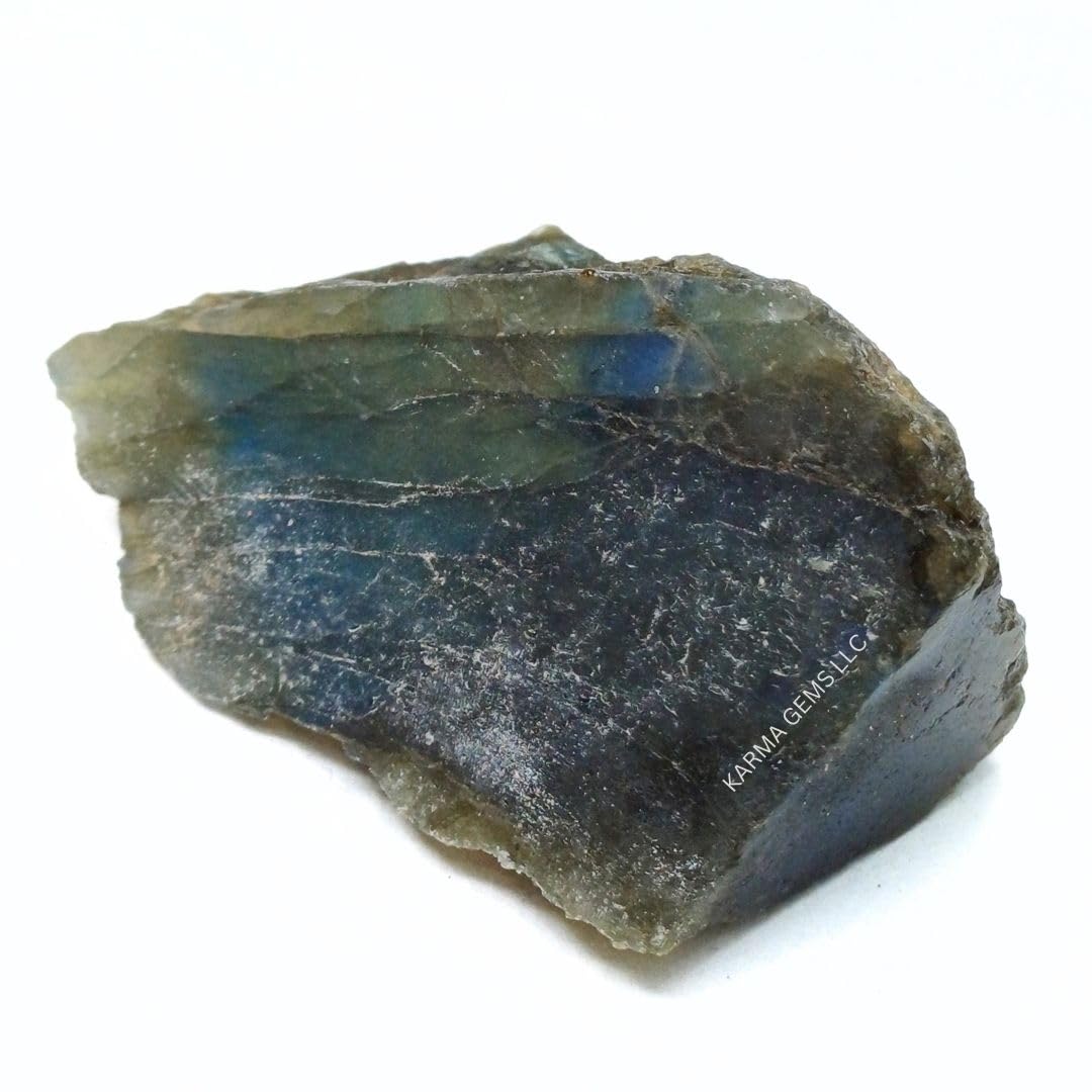 Karma Gems 5 Pcs Labradorite Natural Crystals - Rocks for Tumbling - Raw Cool Agate Crystal Stones - Chakra Healing Gemstones - Meditation and Reiki Stones - Rock Collections for Kids