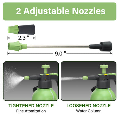 INNOVJOPRO 0.5 Gallon Hand Pump Sprayer for Garden Plant and Cleaning with 2 Adjustable Nozzle and Side Water Inlet & Safety Valve