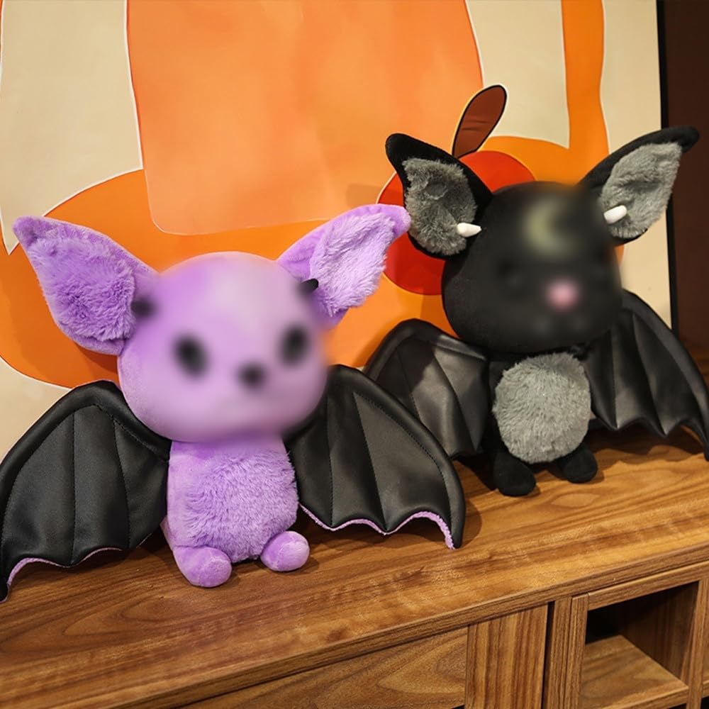 NatureMan Bat Plush Stuffed Animal Toys,Halloween Black Bat Decor Soft Hugging Plush Doll Toy Gifts,for Kids Birthday, Halloween, Christmas (Black,11.8inch)