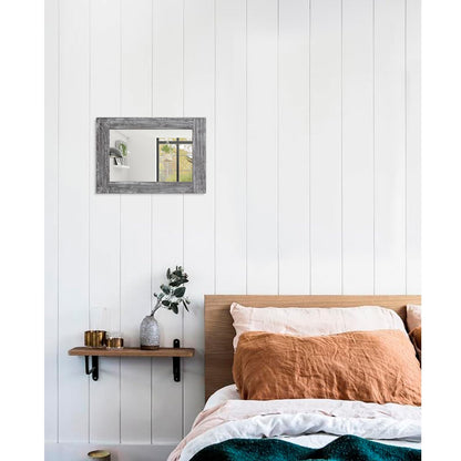 HLFMVWE Rustic Wall Mirror Farmhouse, with Frame Wood Wall Mirror Rectangle Antique Decor Hanging Mirror for Bathroom Living Room Bedroom Entryway Small 16" x 12 "