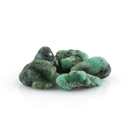 CRYSTALINES 5pcs Natural Raw Emerald Gemstones, Wholesale Rock Stones, DIY Jewelry Making, Rough Supply, Mined from Brazil, Chakra & Healing Crystals, Loose Bulk Lot, May Birthstone