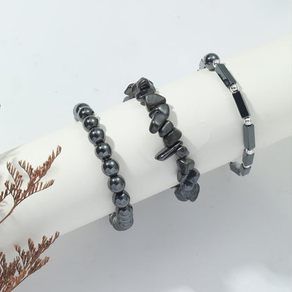 IVY TAILI 3 Pcs Black Hematite Bracelet for Women 8mm Hematite Crystal Bracelet for Women Hematite Jewelry Natural Healing Protection Stone Bracelets Beaded Bracelets Gift for Men Women