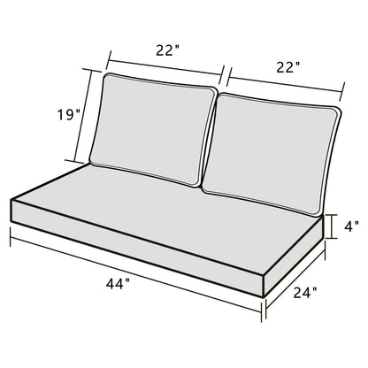 Outdoor Loveseat Cushion Set 44'' x 24'', Outdoor Cushions for Patio Furniture with Fastness Cover, Water Repellent Outdoor Seat Cushion and Couch Back Cushions for Bench, and Swing (Solid Dark Grey)