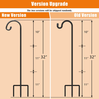 Gtongoko 8 Pack Shepherds Hooks for Outdoor 32 Inch Garden Hooks for Hanging Plants, Lanterns, Bird Feeders, Solar Lights, Mason Jars, Weddings Decor, Adjustable, Matte Black