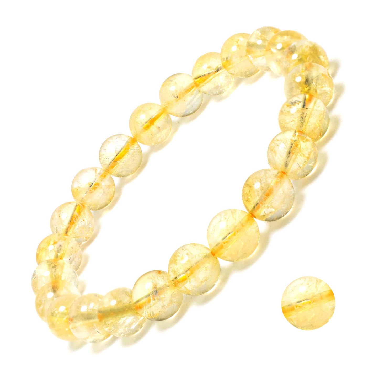 DAZCOLO 8mm Natural Gemstone Stretch Bracelet, Handmade Unisex Crystal Bracelets for Meditation, Yoga, Spiritual Healing & Positive Energy (Citrine)
