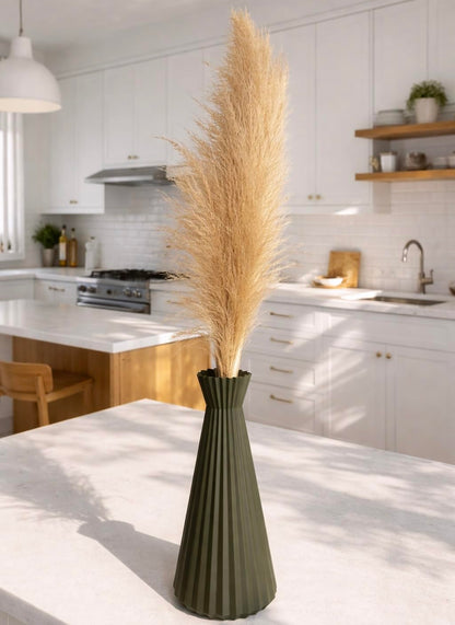 Modern Decorative vase, Geometric Design Feature in Any mid-Century Modern, Contemporary Style Living Room, Kitchen Counter, Dining, Shelf, Office, Coffee Table. 3D Print, 10 inches Tall [sage].