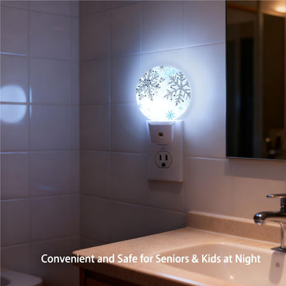 Olikked Plug-in Winter Frost Scene Night Light Sparkling Winter Crystals Snowflakes Nightlight with Dusk to Dawn Sensor, Auto On/Off 0.5W Energy-Saving LED Lighting for Sleep Friendly
