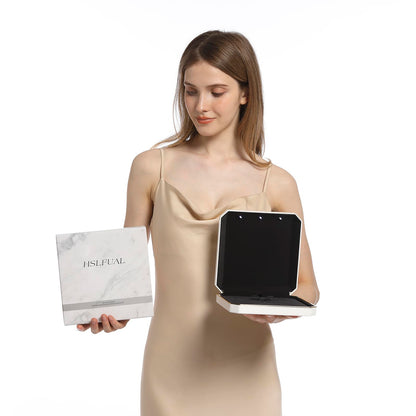 HSLFUAI Necklace Box with Led,Jewelry Box for Necklace, Large Necklace Box,Jewelry Gift Box for Wedding, Birthday, Valentine' Day, Mother'S Day, Christmas,Black Velvet Interior Necklace Organizer