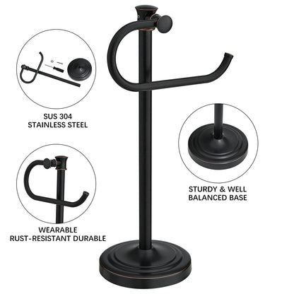 BESy 17 Inch Oil Rubbed Bronze Stand Towel Bar Hanger Hand Towel Bar Bathroom Vanity Countertop Towel Holder Free Standing Stainless Steel Towel Ring Hardware Accessories Towel Rack