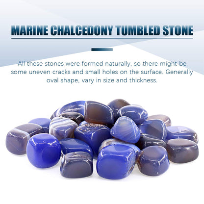 Swpeet 1Pound Marine Blue Agate Bulk Stone Large Gemstone Crushed Pieces 0.75-1" inch Tumbled Stone Chips Crushed Natural Crystal Quartz Perfect for Jewelry Making Home Decoration