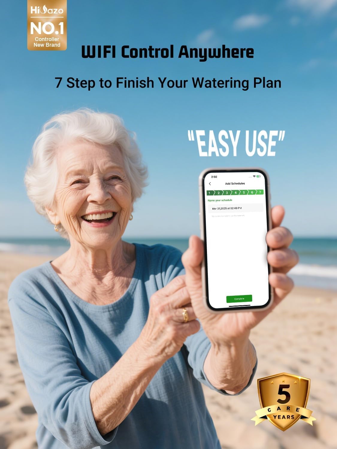 Outdoor Smart Sprinkler Controller with Protector, WiFi Irrigation Controller Easy Use App Enabled, 8 Zones + 16 Plans, Save Water Auto Skip Rain, Freeze & Wind, 10 Minutes Install