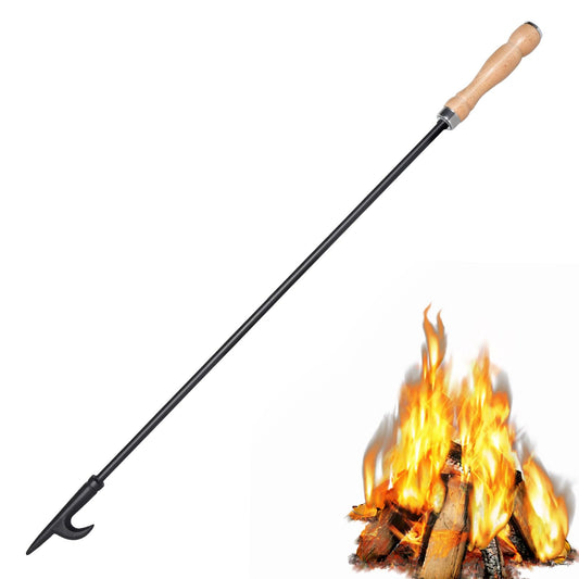 AGM Fire Poker for Fire Pit, 32" Long Heavy Duty Campfire Poker Stick with Wooden Handle for Camping, Fireplace, Bonfires, Rust Resistant Portable Fire Pit Tools Accessories for Outdoor & Indoor