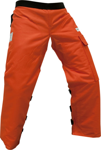 FORESTER Chainsaw Chaps for Men & Women | Apron Style Men's Chain Saw Chaps with Pocket & Adjustable Waist | Chainsaw Safety Equipment | Orange 37"