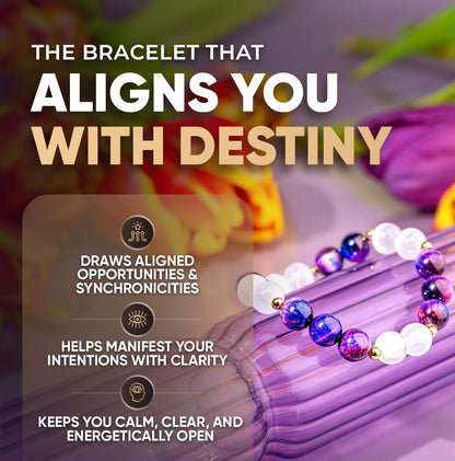 Conscious Items Cosmic Energy Amplifier, Galaxy Tiger Eye Beads Bracelet with Selenite Crystal for Manifestation, Clarity, & Confidence, Wealth Bracelet with 14K Gold-Plated Accents for Women & Men