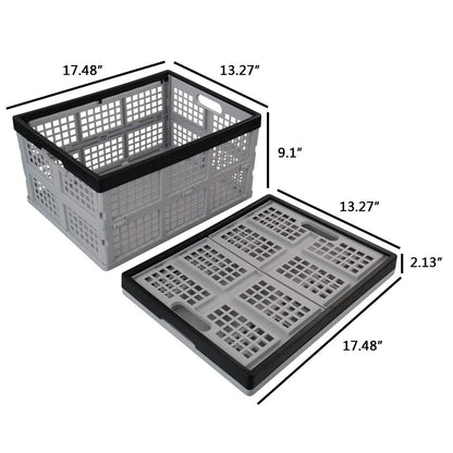 Jekiyo 34-Liter Folding Crates Storage, Collapsible Container Plastic, Set of 1