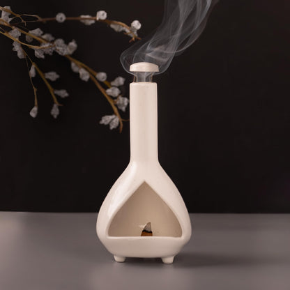 MOUGIGI Handmade Mini Chiminea Palo Santo Holder - Ceramic Incense Burner for Cone & Stick, Ideal for Meditation, Energy Cleansing, Aromatherapy and Ideal Gift for Home Decor