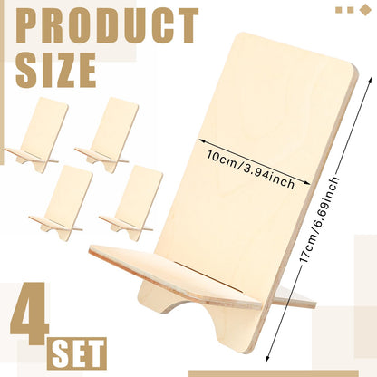 Memorywuu 4 Pack Wooden Book Stand for Display Book Holder Easel Stand Collector Display Back to School Gift for Home Office Album CD Magazine Comic Postcard Picture Artworks