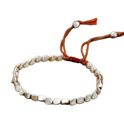 Buddha & Karma Tibetan Copper Beads Bracelet – Handmade Energy Healing for Strength, Balance & Protection – Adjustable Spiritual for Men & Women (Silver)