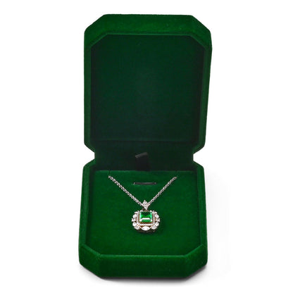 Woodten Green Small Necklace Box Velvet Jewelry Gift Box for Pendant Necklace Octagonal Jewelry Pendant Gift Box