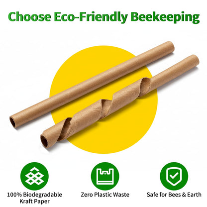 BeeQuestify Mason Bee Tubes 300 Pack - Kraft Paper Bee Nesting Tubes for Mason Bees, 5/16" x 6" Size, Ideal for Filling Mason Bee Houses and Garden Pollination