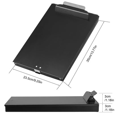 ZCZN Recycled Aluminum Storage Clipboard, Clipboard Box, Form Holder, Suitable for School, Office, Jobsite or Medical Staff, 9.25 x 13.78 Inches, Black