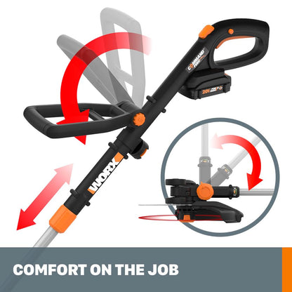 Worx 3 in 1 Cordless String Trimmer/Lawn Edger/Mini Mower, 12" Electric Weed Wacker with Command Feed, 20V Weed Eater with 5.5 LBS, Battery & Charger Included, WG170.2