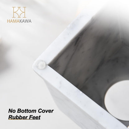 HAMAKAWA Natural Marble Tissue Box Cover, Carrara White Tissue Organizer 6 x 6 x 5.7 inch, Heavy Stone Decorative Box, Square Tissue Box Holder for Home Decor, Kitchen, Bathroom, Bedroom