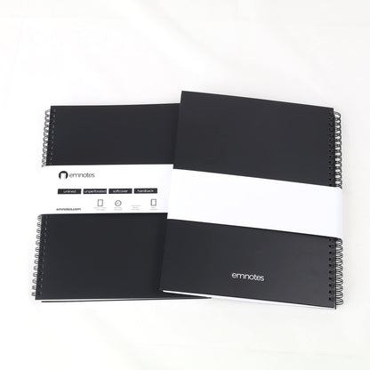 Emnotes Unruled Notebook, Unlined Blank Paper, 8.5 x 11 Inches, 80 Sheets, Black Softcover (Pack of 3)