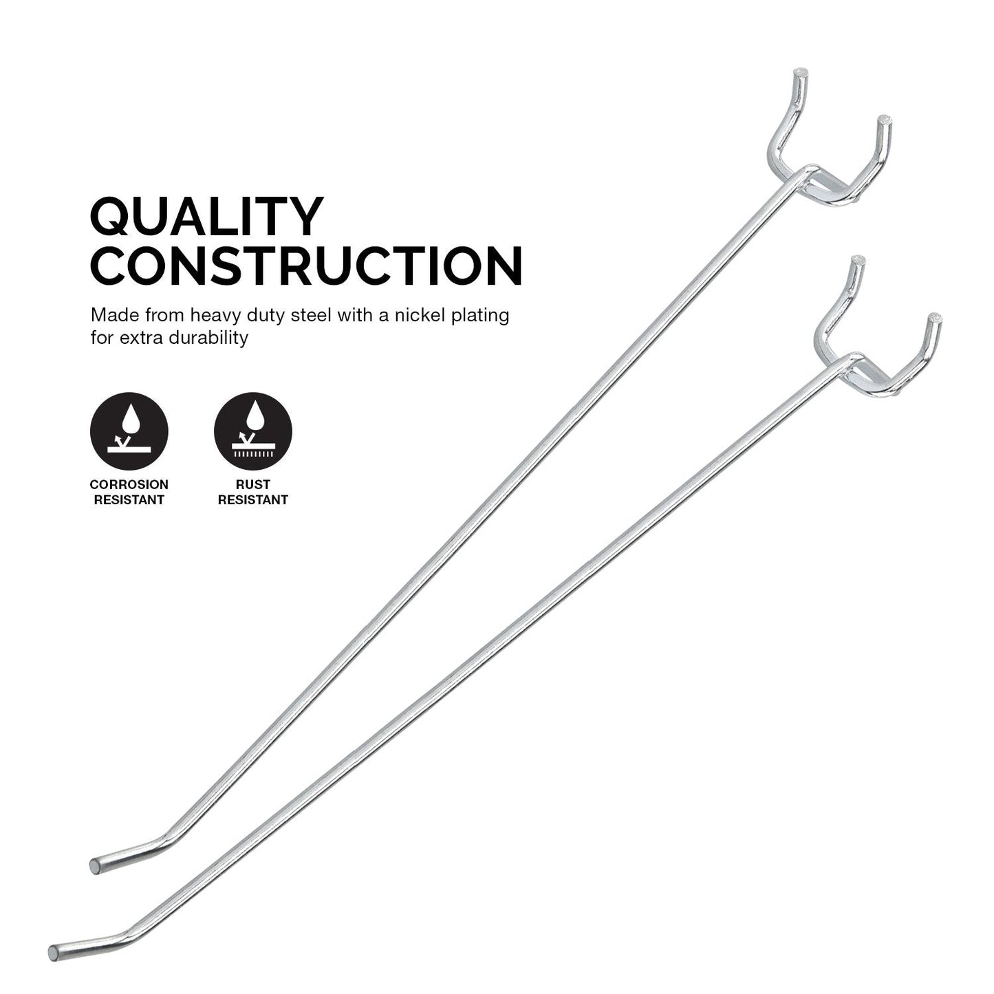Neiko 53104A 8” Pegboard Hook Organizer Kit, 50 Pack, Hanging Hooks Set for Garage Organization, Great for Wall Hanging and Shelving, Tool Storage, Craft Organizing