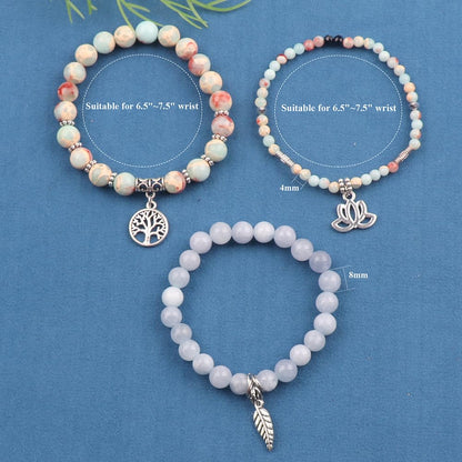UEUC Tree of Life Yoga Healing Stone Bracelets,Multilayer Lotus Chakra Stone Reiki Bracelet Sets,Anxiety Crystal Natural Stone,for Women Stress Relief(#154)