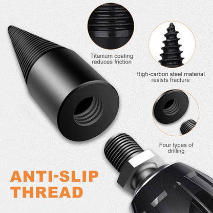 6 Pcs Wood Splitter Drill Bits Set, 42mm+32mm Firewood Log Splitter Cone Bit, Heavy Duty Electric Drill Screw Driver Removable, Kindling Detachable Design Wood Splitting Wedge Tool