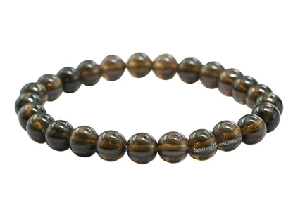 Amazing Gemstone Crystal Bracelet for Women Men's Gifts - Protection Healing Crystal Bracelet - 8mm Gemstone Beaded Stretchable Bracelet Pulseras Para Hombres Mujer Stocking Stuffers Mothers Day Gift (Smoky Quartz)
