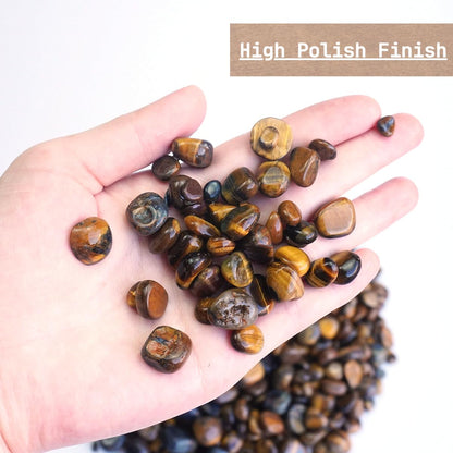 XMHOME 3 Pounds Bulk Tiger's Eye Tumbled Stones - Natural Polished Gemstones for Vase Filler, Jewelry Making, and Home Decoration