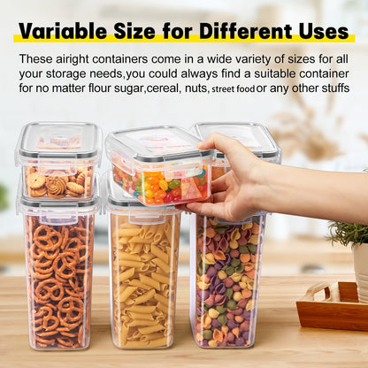 6/12/24/30/48 Set Of Airtight Food Storage Containers, Multi-size Kitchen Essentials Pantry Organizer And Storage, (6/12/15/ 24 Containers And 6/12/15/ 24 LIDS), BPA-free Plastic Food Jars for Grains, Flour, Spice Jars Including Labels And Markers