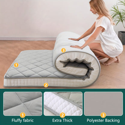 LILYPELLE Portable Japanese Floor Mattress Futon, Extra Thick 4" Foldable Tatami Mat, Sleeping Mattress for Adults, Guest Camping Roll Up Mattress