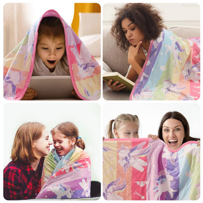 LIFEYJ Cooling Blankets for Hot Sleepers,Glow in The Dark Blanket Unicorns Gifts for Girls,Q-Max >0.4 Cool Blanket 1-10 Year Old Girl Gift,Girl Toy Age 6-8,Easter Gifts for Kids Birthday Gift Presents