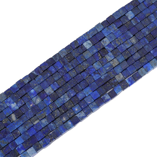 BEADIA Natural Lapis Lazuli Square Stone Beads 4x4mm 85pcs Cube Loose Semi Gemstone Beads for Jewelry Making Design