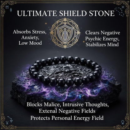 The Vida Handmade AAA+ Quality Crystal Stretch Elastic Bracelet - Nature Gemstone - Jewelry Gift - Holiday Gift - For Women & Men (Shungite)