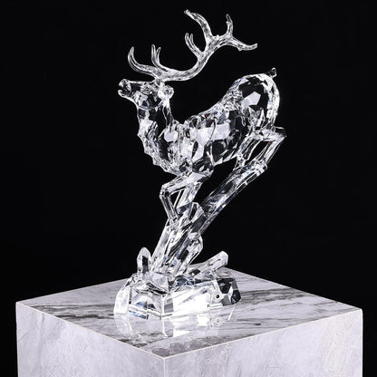 Acrylic Reindeer Christmas Decor Figurine - Modern Elegant Clear Reindeer Ornaments for Christmas Indoor Decor, Holiday Centerpiece, Living Room, Fireplace, Table Display (Clear, Standing 11.8")