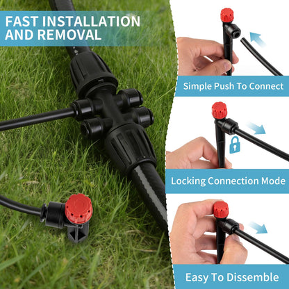 LP 240FT Drip Irrigation System Kit, Garden Watering Misting System - 40FT 1/2" Main Tube & 200FT 1/4" Distribution Tubing - Adjustable Nozzles & Sprinklers for Garden Greenhouse, Lawn, Potted Plants