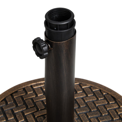 Backyard Expressions 26.5 Lb Umbrella Stand, Patio Umbrella Base, 15 in Diameter, Bronze