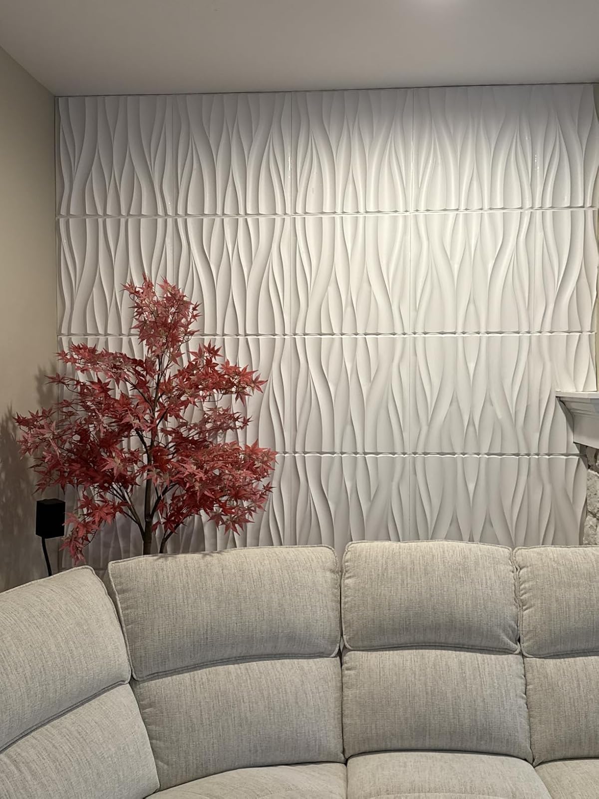 STICKGOO Wave Wall Panels for Interior Wall Decor, White 3D Wall Panels Accent Wall, Paintable 3D Wall Decor Covering Panels for Living Room Bedroom, Pack of 12 Tiles