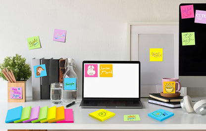 (48 Pads) Sticky Notes 3x3 inch Post, Self-Stick Pads Bright Colors Post Note, Recyclable, Easy to Post for Home, Office, School