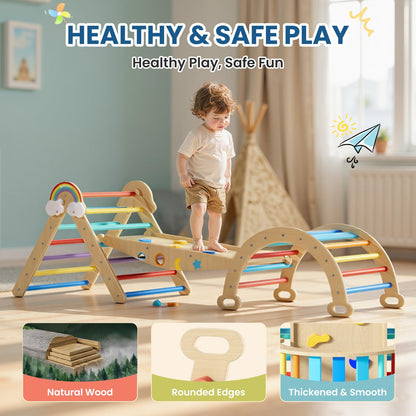 Duwenem Pikler Triangle Set, 10in1 Toddler Climbing Toys Indoor, Montessori Kids' Indoor Climbers & Play Structures with Arch&Ramp&Ladder, Indoor Baby Climber for Montessori Toys