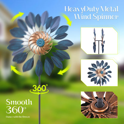 Homdox 84 Inch Kinetic Wind Spinner for Yard and Garden, Large Metal Wind Sculpture Outside Patio Decor 360 Degree Rotation with Adjustable Height, Housewarming Gift for Backyard Landscape Lawn Art