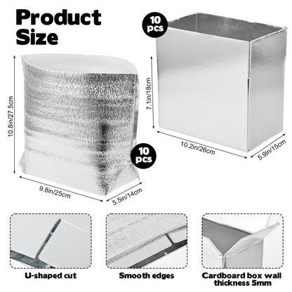 10 Pack Insulated Shipping Boxes - 10.2"x5.9"x7" Cold Shipping Boxes with Aluminium Foil Liner, Reusable Waterproof Cooler Kits, Foldable Leakproof Cooler Cartons for Frozen Food,Seafood & Desserts