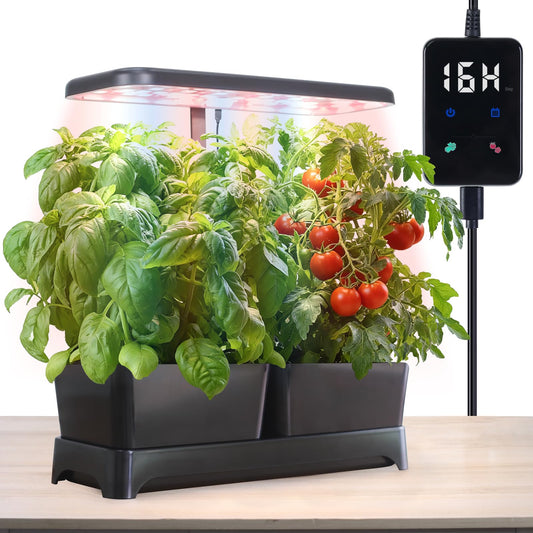 DRYADES Indoor Garden Led Grow Light, Full Spectrum LED Grow Lamp for Indoor Plants with Intelligent Controller, Height Adjustable, Ideal for Home Desk Plant Lighting (Black, 16 * 6.3 * 7.1 inch)