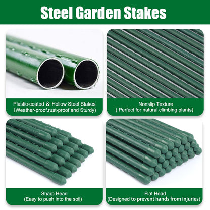 TINGYUAN Garden Stakes 36 Inches Steel Plant Stakes Tomato Stakes 3ft Pack of 25