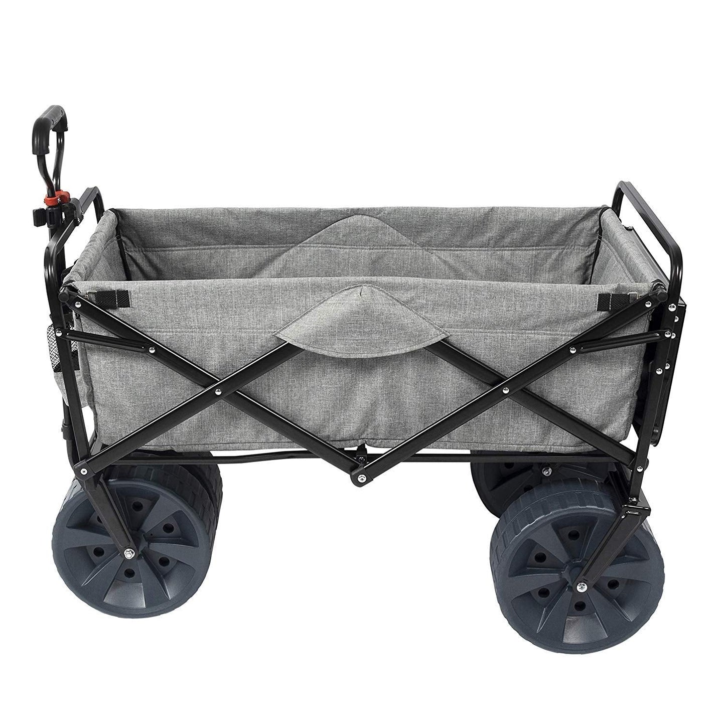 MacSports All Terrain Beach Wagon with Side Table|Heavy Duty Collapsible Folding Cart with Large Wheels for Beach Day, Picnic, Camping,Outdoor Activities | Light Gray